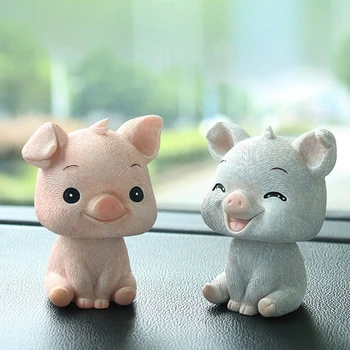 

Cute Shaking Head Pig Doll Car Ornaments Auto Interior Dashboard Toys Home Decor Bobblehead Pig Figures Kids Gift Accessories