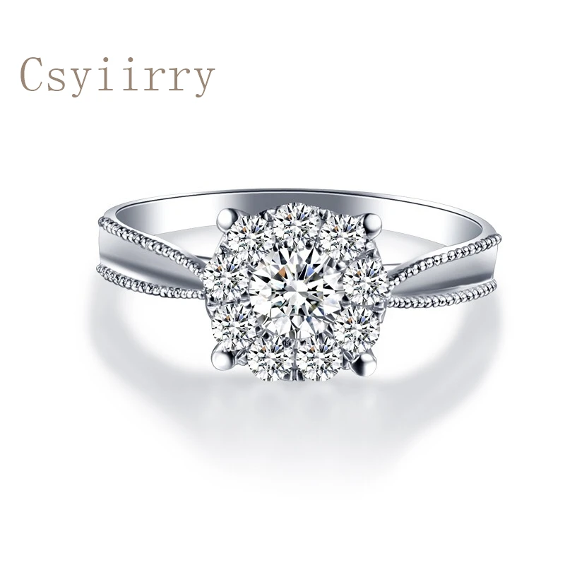Csyiirry Super Flash Engagement Ring Round 4 Claws Set Rhinestones 1 Carat Female Courtship Preferred High Jewelry Fashion | Украшения и