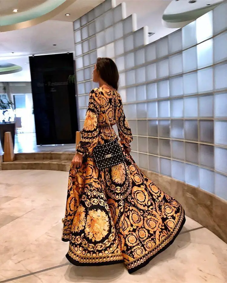 2021 New Style Fashion Elegant Women Sexy Boat Neck Glitter Deep V Neck Print Party Dress Formal Long Dress Sexy Clubwear occasion dresses