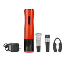 Neue ArrivalAutomatic Wiederaufladbare Elektrisch Betriebene Korkenzieher + Vakuumflasche Stopper + weinausgießer + folienschneider FG