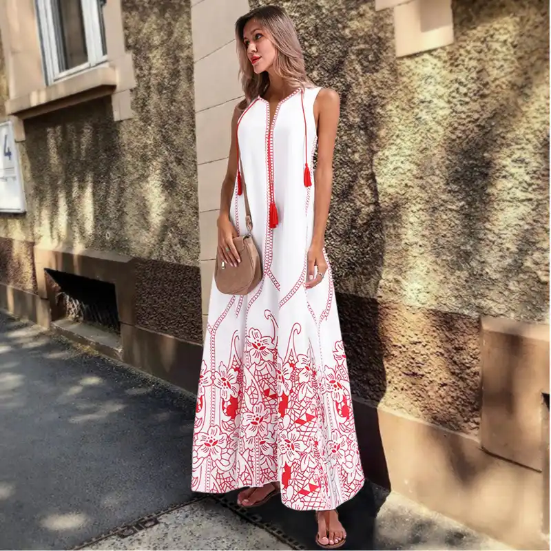 red cotton maxi dress