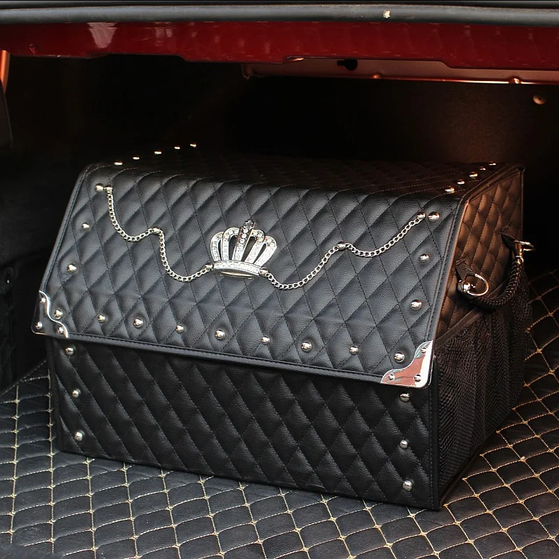 

stowing tidying Auto supplies fashion Rivet Crystal car trunk folding storage box reserve