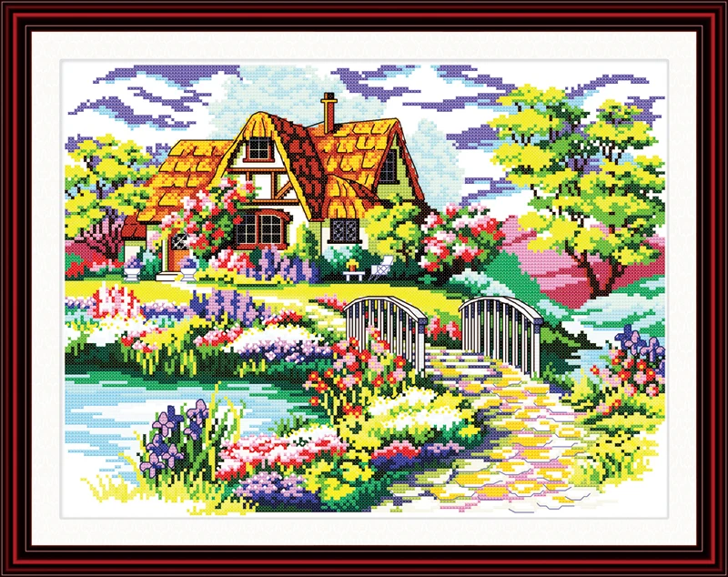 

Dream house Cross Stitch Kits 11CT Printed 14CT Cross Stitch Set DIY Chinese Cross-stitch Counted Embroidery Needlework