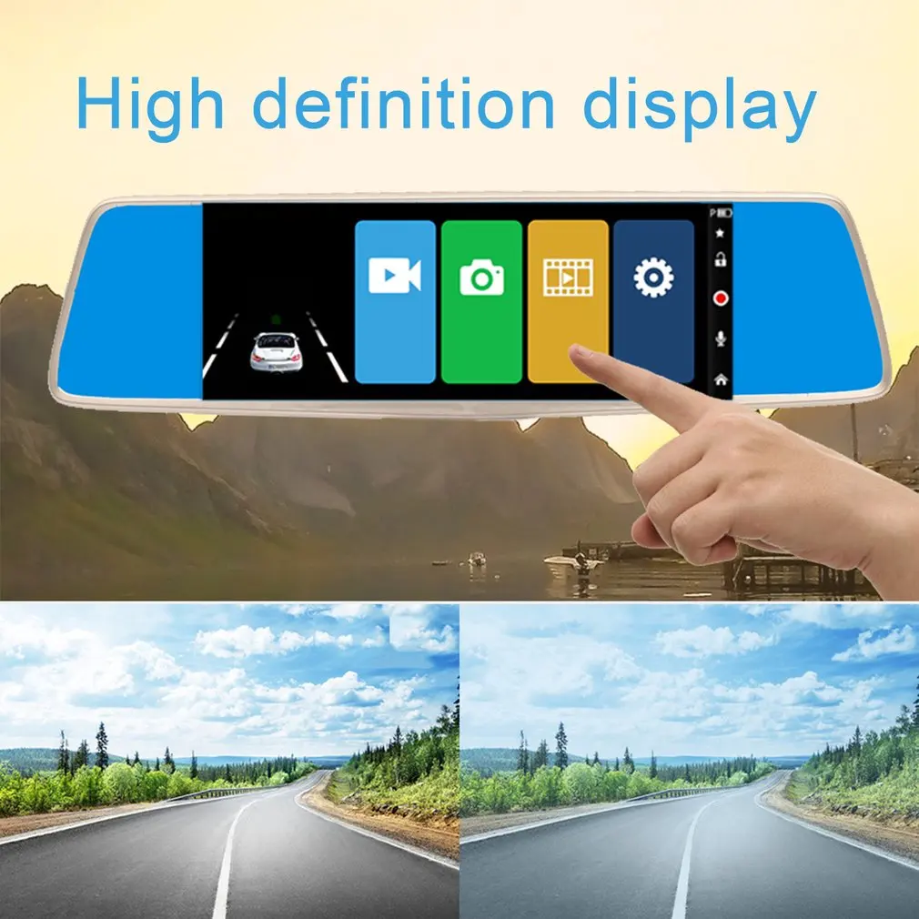 

7 Inch Professional 1080P Car DVR GPS Car Rear View Mirror Monitor Reverse Camera Vehicle Driving Recorder