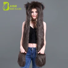 Шапка из искусственного меха модные перчатки шапки шарфы Кожа трава Один зверошапка шапка леопардовые плюшевые Мультяшные шляпы