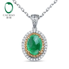 Натуральный Кабошон ограненный Изумруд 14 K многоцветное Золотое обручальное кольцо с 0.25ct натуральными бриллиантами