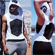 Maoxzon, мужские сетчатые свободные майки с капюшоном для фитнеса, повседневные толстовки для бега, тренировки мышц, рубашки без рукавов, жилеты