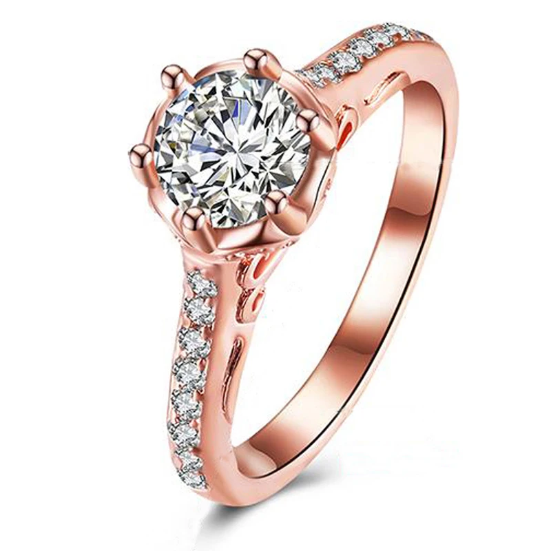 

Fashion jewelry Wedding rings for women White Blue Green Cubic Zirconia rose gold Ring R3005