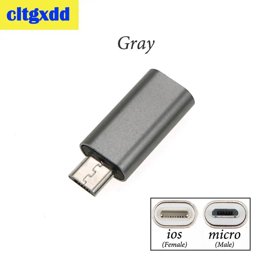 Cltgxdd Micro USB мужчина к 8-контактный ios женский HUB адаптер зарядки конвертер соединитель Адаптер для iPhone, Android - Цвет: Gray