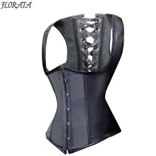 Корсет, сексуальное женское белье, бюстье размера плюс 6XL, корсет в стиле стимпанк, жилет, топы, черные, на шнуровке, атласные, под грудь, талия, Cincher, готика