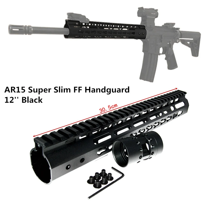 

FIRECLUB 12" inch Free Float NSR KeyMod Handguard Mount Bracket with Detachable Rail BLACK Barrel Nut For AR-15 M4 M16