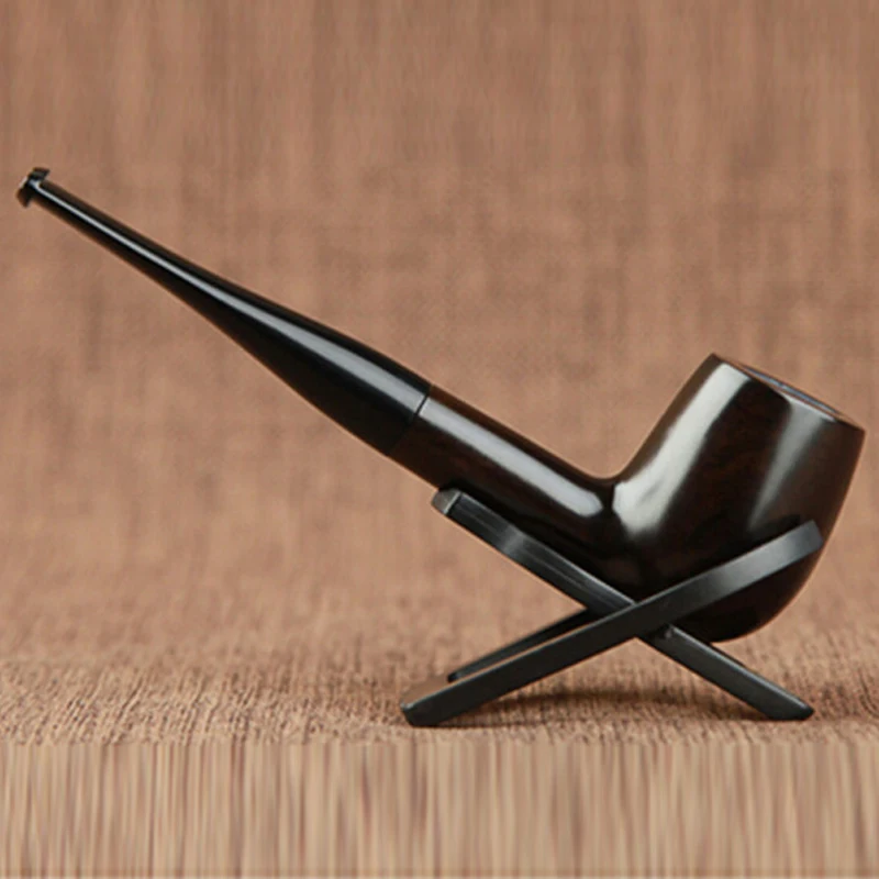 1 Pieces Highgrade Ebony Pipe Long Wood Smoking Pipes Wooden Pipe