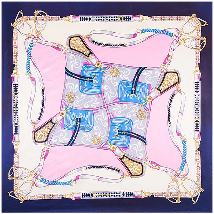 

POBING New Square Hijab Scarf Women Spain Saddle Melt Soft Satin Silk Scarves Head Handkerchief Wholesale Shawl Wrap 90x90CM