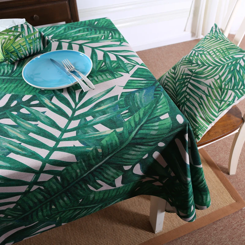 Botanical Garden Green Plant Leaf Linen Table Cloth Wedding Dining Tablecloth Coffee Restaurant Decorative Cover | Дом и сад