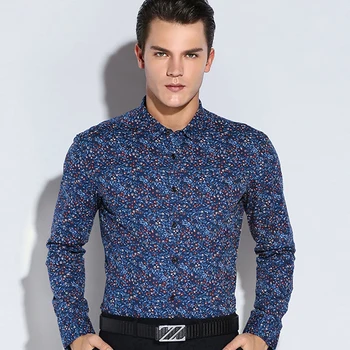 

CAIZIYIJIA 2019 New Spring Floral Printed Mens Shirt 100% Cotton Long Sleeve Camisa Masculina High Quality Social Dress Shirt