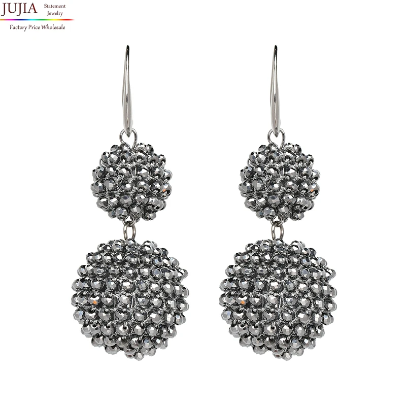 

JUJIA good quality hand made beads oorbellen Earring Jewelry Crystal Glas berry drop L metallic Earrings for Women oorbellen