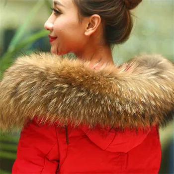 

XINYAWEI Fashion Real Raccoon Fur Necklace Ladies 100% Natural Gray Fur Real Collar Shawl Raccoon Fur Collar.