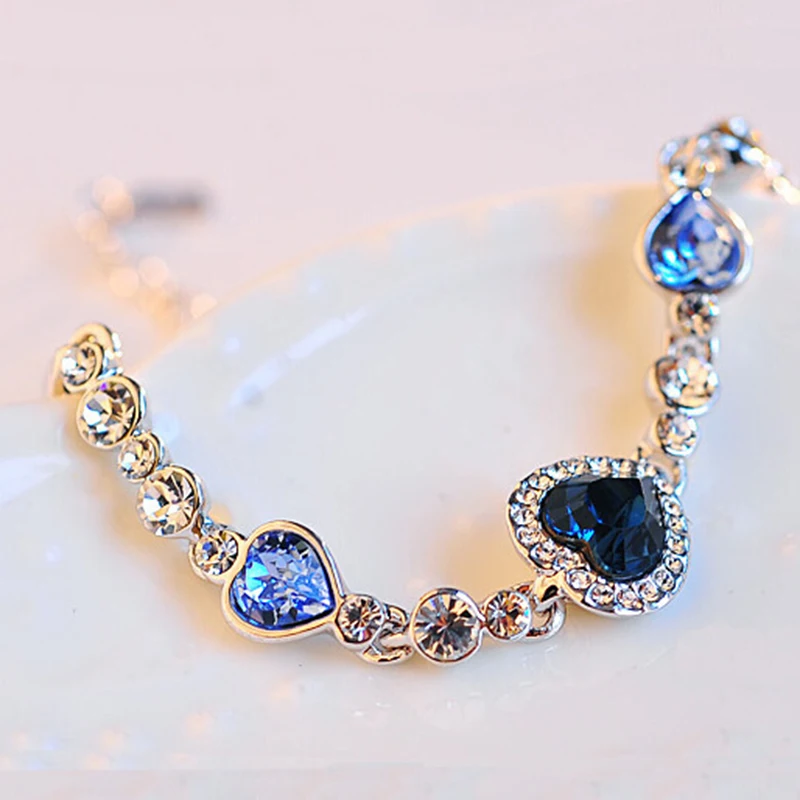 

FANLUS Crystal Jewelry Accessories Bracelet Diamond Accented Heart Hematite Bracelet Women Gift