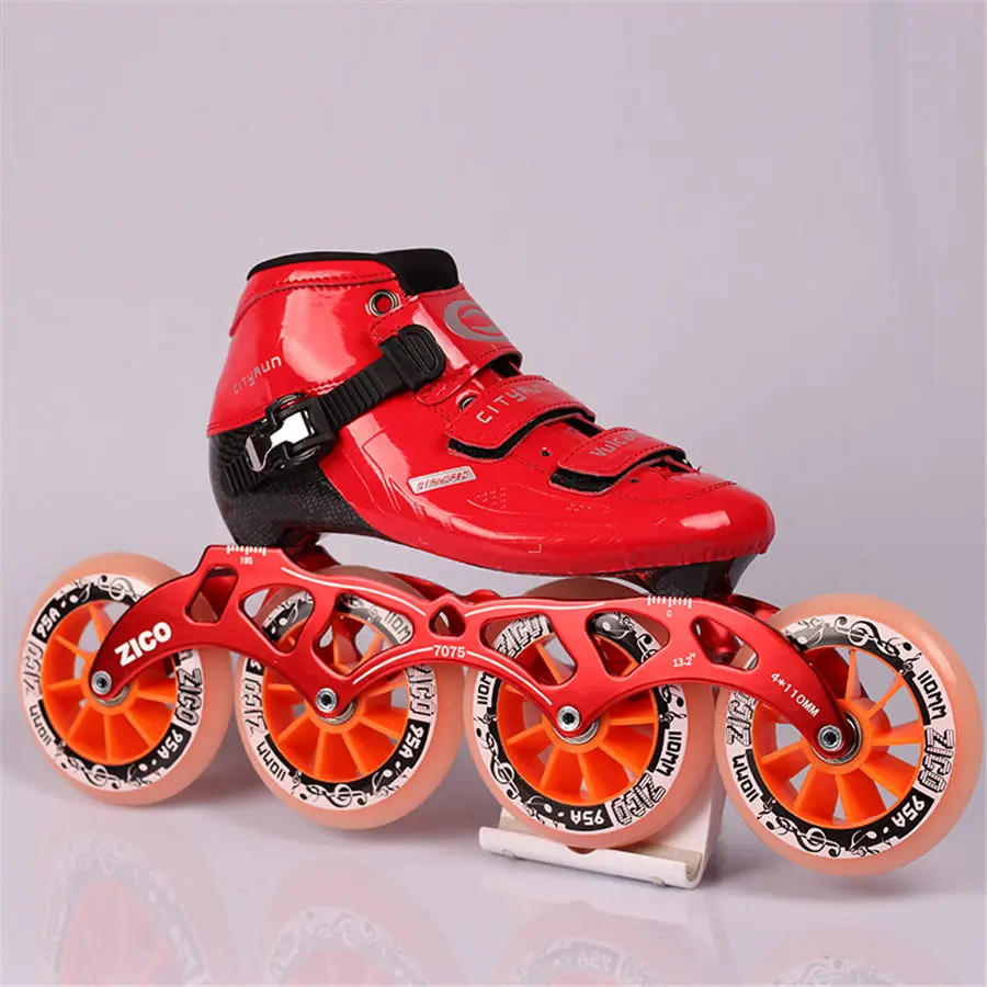 EUR حجم 32-45 Cityrun سرعة حذاء تزلج بعجلات الفيبرجلاس المنافسة على الجليد 4 عجلات الشارع سباق التزلج Patines 4 ألوان