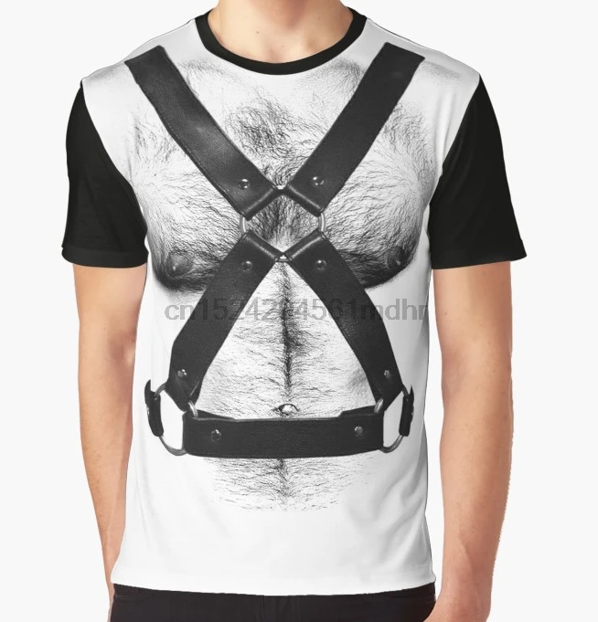 

All Over Print T-Shirt Men Funy tshirt LEATHER HAIRY CHEST Short Sleeve O-Neck Graphic Tops Tee women t shirt