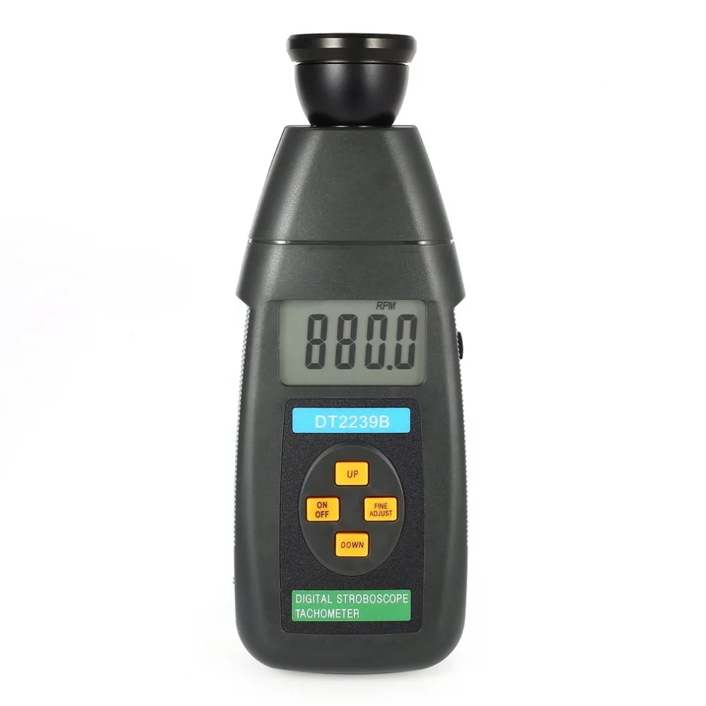 

DT2239B Digital LCD Non-Contact Flash Stroboscope Tachometer Photoelectric Revolution Meter Speedometer Tester 60~19999RPM