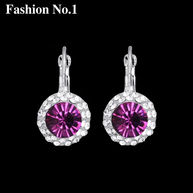 2018 New Fashion Women Round Crystal Hoop Earrings Wedding Party 2018 New Fashion Women Round Crystal Hoop Earrings Wedding Party Silver Color Rhinestones Costume Jewelry