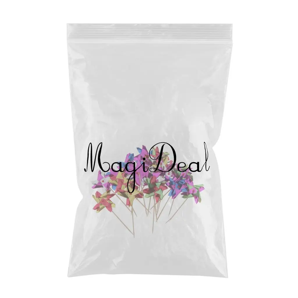 50 X Foil Windmill Fruit Sticks Cocktail Picks Sandwich Toothpicks Decor