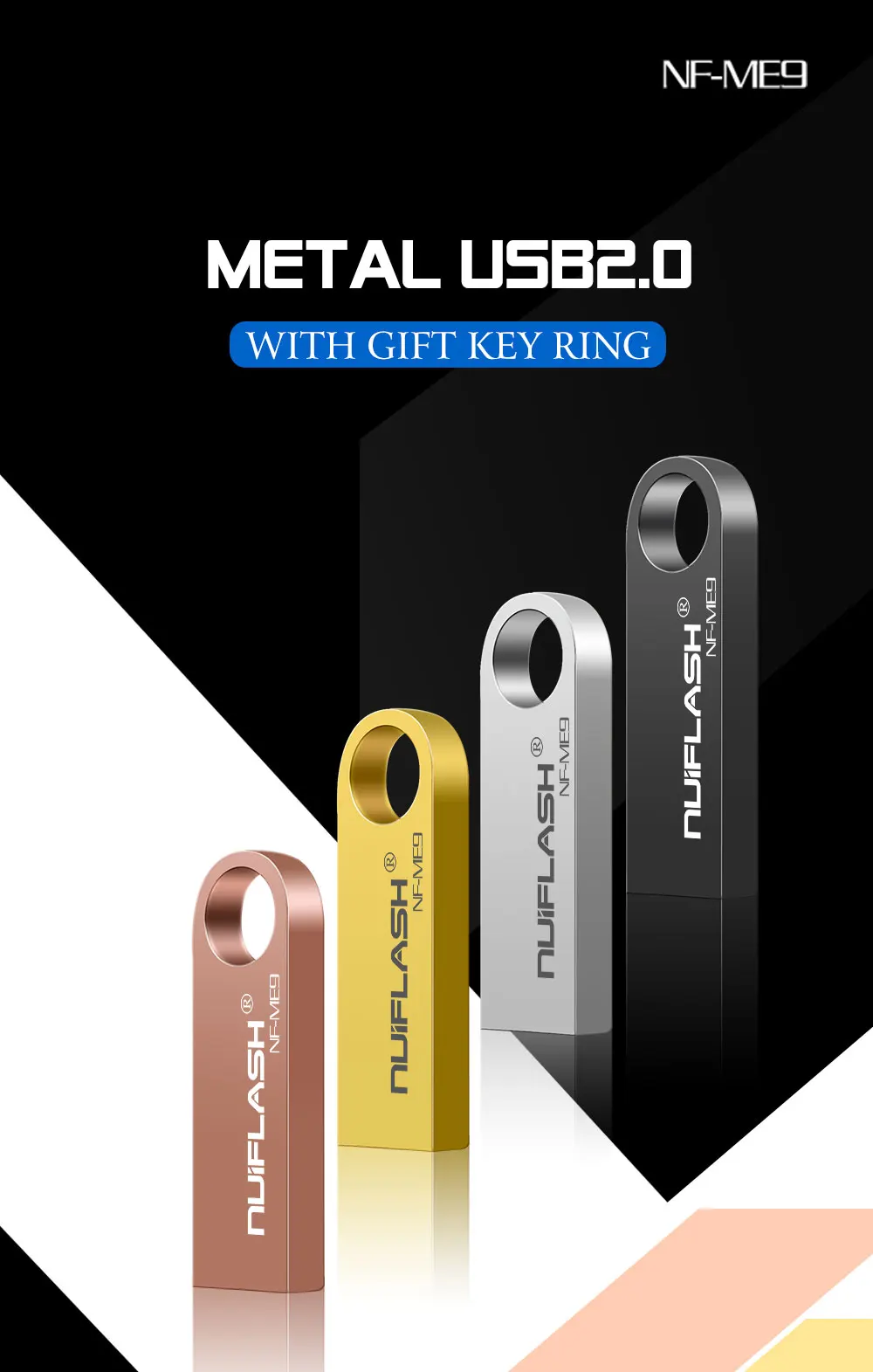 High Speed Real Capacity Pendrive Metal Key Chain USB Flash Drive 64GB 32GB 16GB 8GB USB Stick USB Flash Free gift