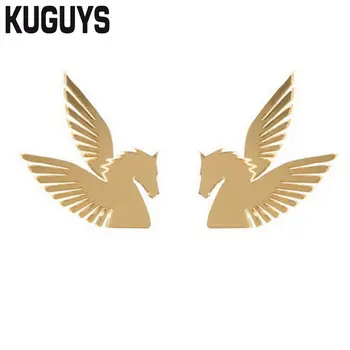 KUGUYS Fashion Jewelry HipHop Horse Large Earring for Women Brincos Acrylic Gold Stud Earring Hyperbole Pegasus Earring