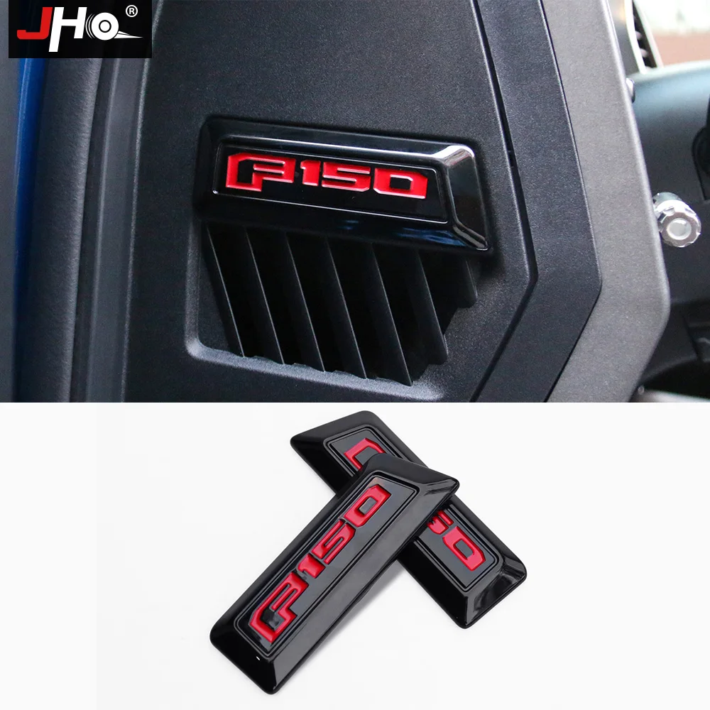 

JHO 2pcs Inner Door Dashboard Side LOGO Frame Cover Trim Stickers For Ford F150 Raptor 2016 2017 18 Interior Pickup Accessories