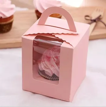 

Free shipping 20 pcs/lot cheap pink cupcake box for decoration paper pudding cake packaging box wedding favor box