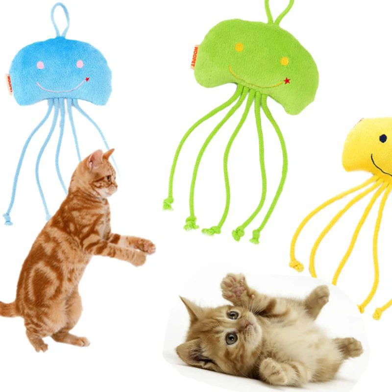 

3 Colors Cute Funny Catnip Jellyfish Pet Plush Toys Molar Tooth Chew Grinding Claws Training interactive Pet Supplies