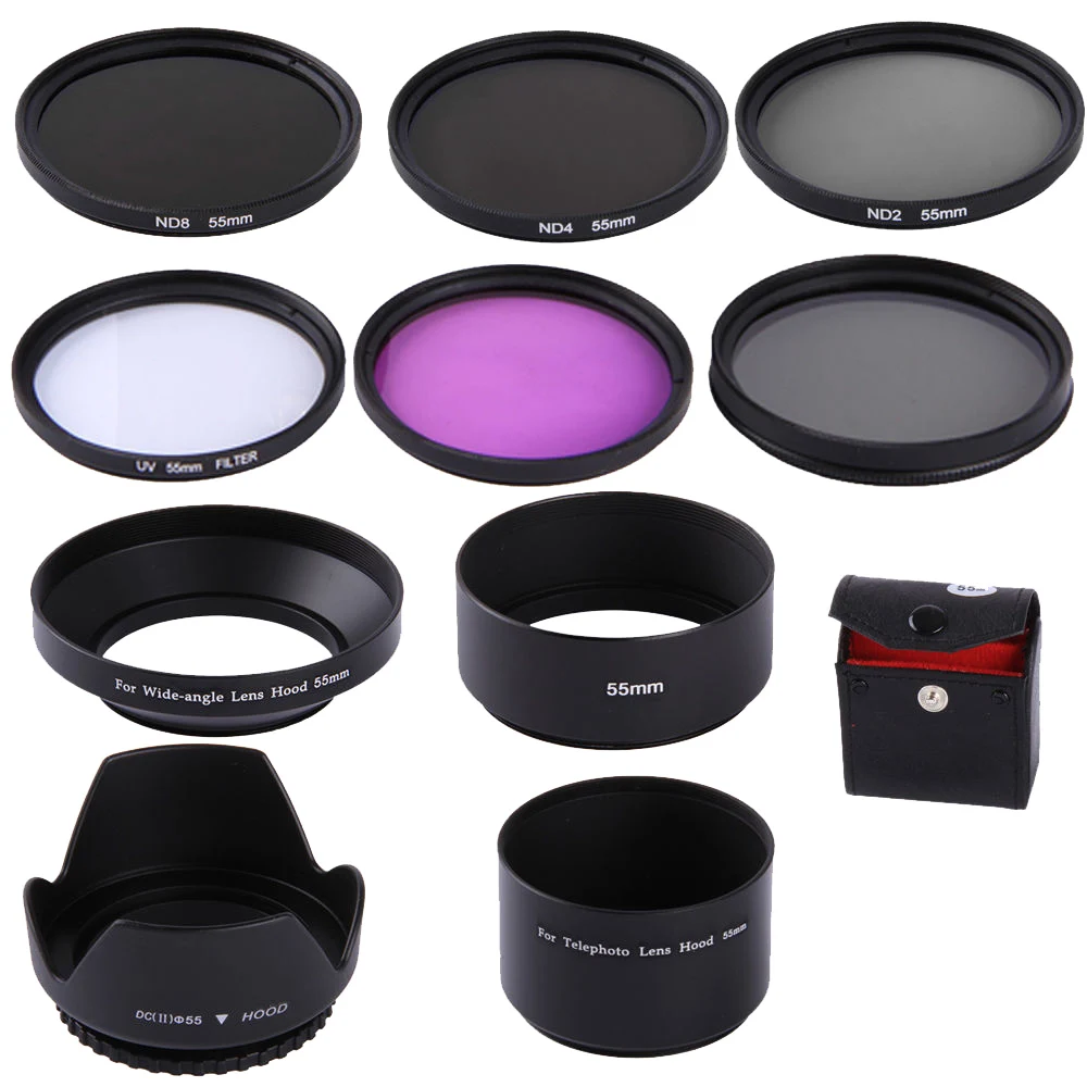 55mm Cpl Uv Fld Nd2 Nd4 Nd8 Lens Filters Hood Set For Canon Eos M M2 M3