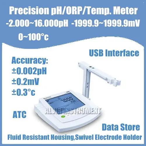 

Free Shipping Benchtop Precision pH ORP Temperature Meter Tester Accuracy:0.002pH;0.2mV; with ORP electrode USB Interface