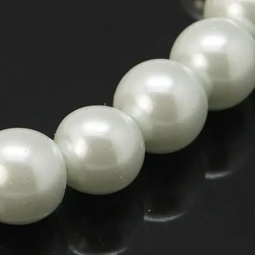 1Strand Glass Pearl Beads Strands, Pearlized, Round, White, Size: about 4mm in diameter, hole: 1mm, about 216pcs/str