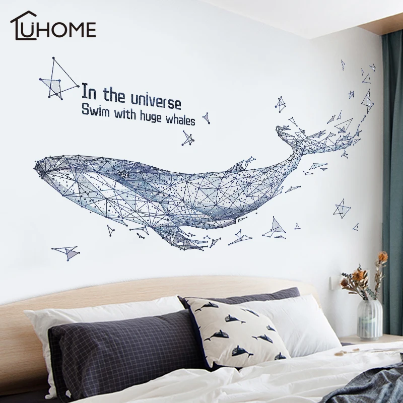Абстрактный геометрический КИТ 3D Звездное небо большая рыба Наклейка на стену s мебель для гостиной украшение стены наклейка домашний декор искусство