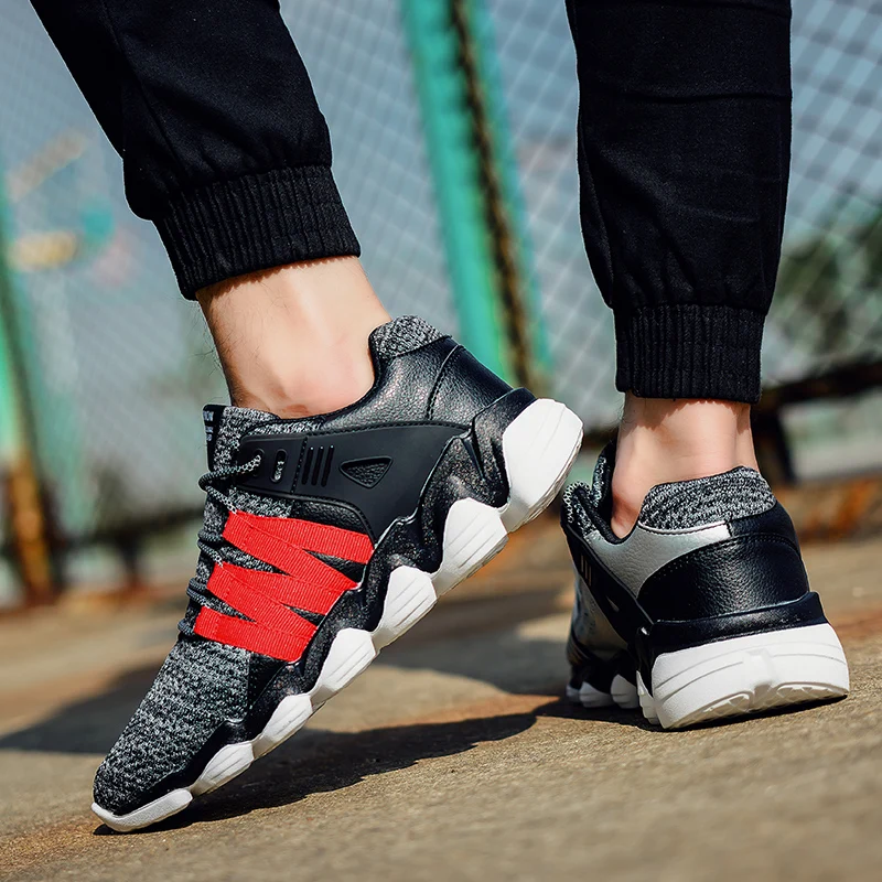 Confortável Grande Primavera Respirável Moda Sapatos Juventude Novos Maré Alta Qualidade Lazer E Calçado De Tamanho Outono Homens branco Preto Tênis cinza 1qZOw