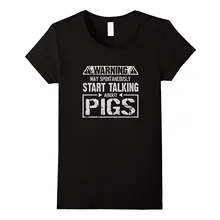 Предупреждение! Может начать говорить о свинях футболка молочный шелк для женщин Harajuku топы для женщин s футболка Harajuku Осень интересно