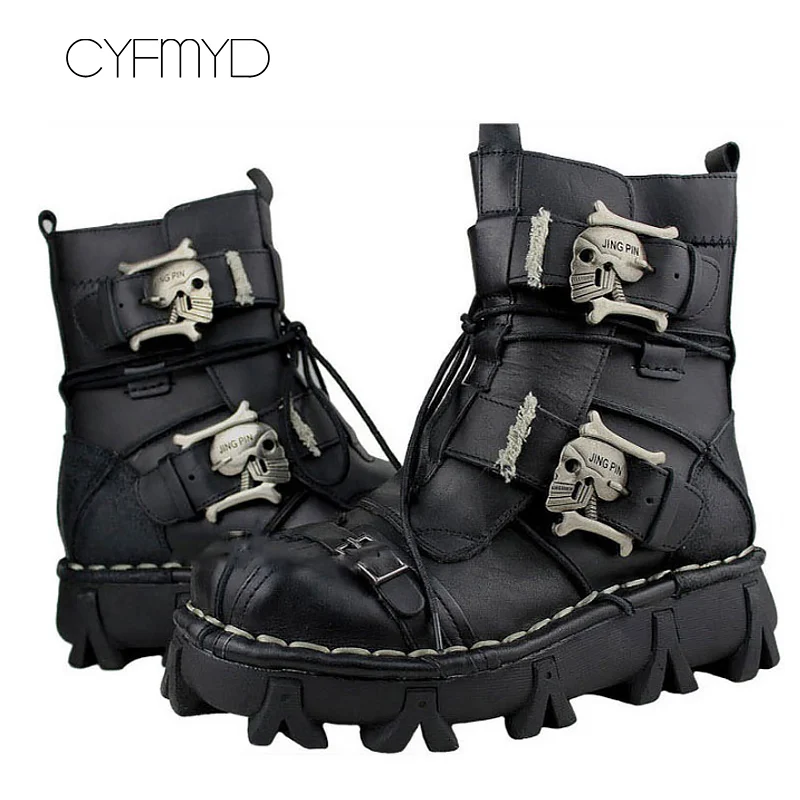 

Men boots genuine leather winter sewing metal decoration designer martin boots large size 5.5-16 non-slip work safety boots