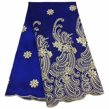 

Royal blue african lace fabrics for dress New arrival gold embroidery George Lace net lace with sequins french tulle mesh lace