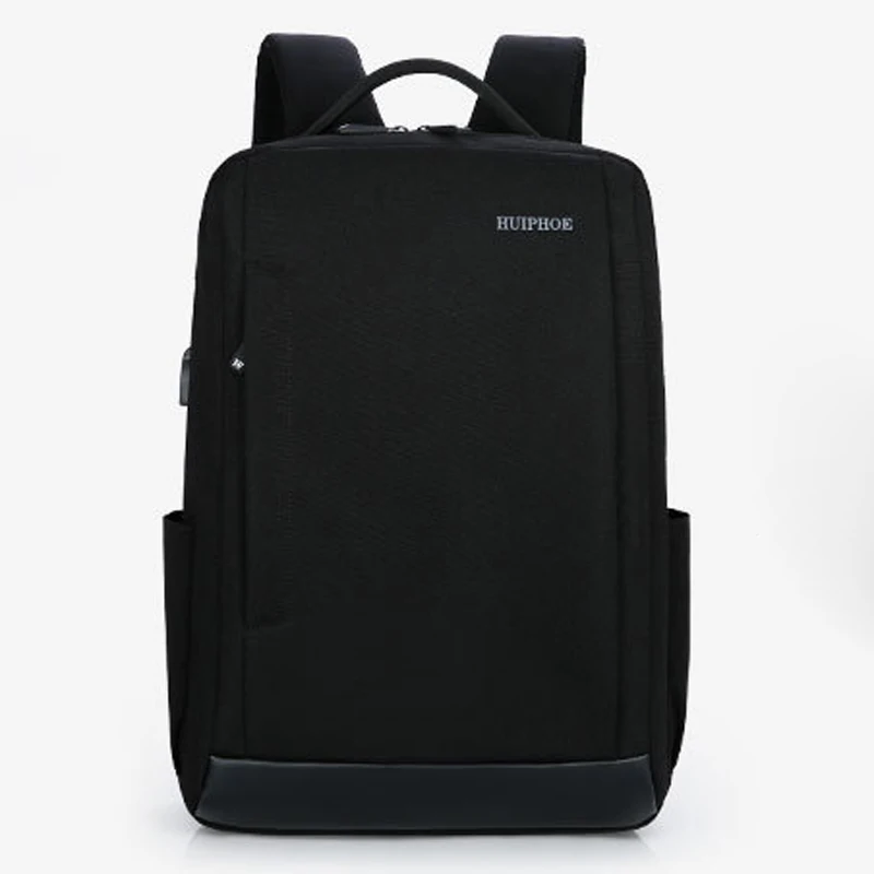 Бизнес-рюкзак с usb зарядкой для мужчин и женщин, держатель для ноутбука, планшета, Ipad, водонепроницаемая сумка на плечо для работы, офиса, путешествий - Цвет: Черный