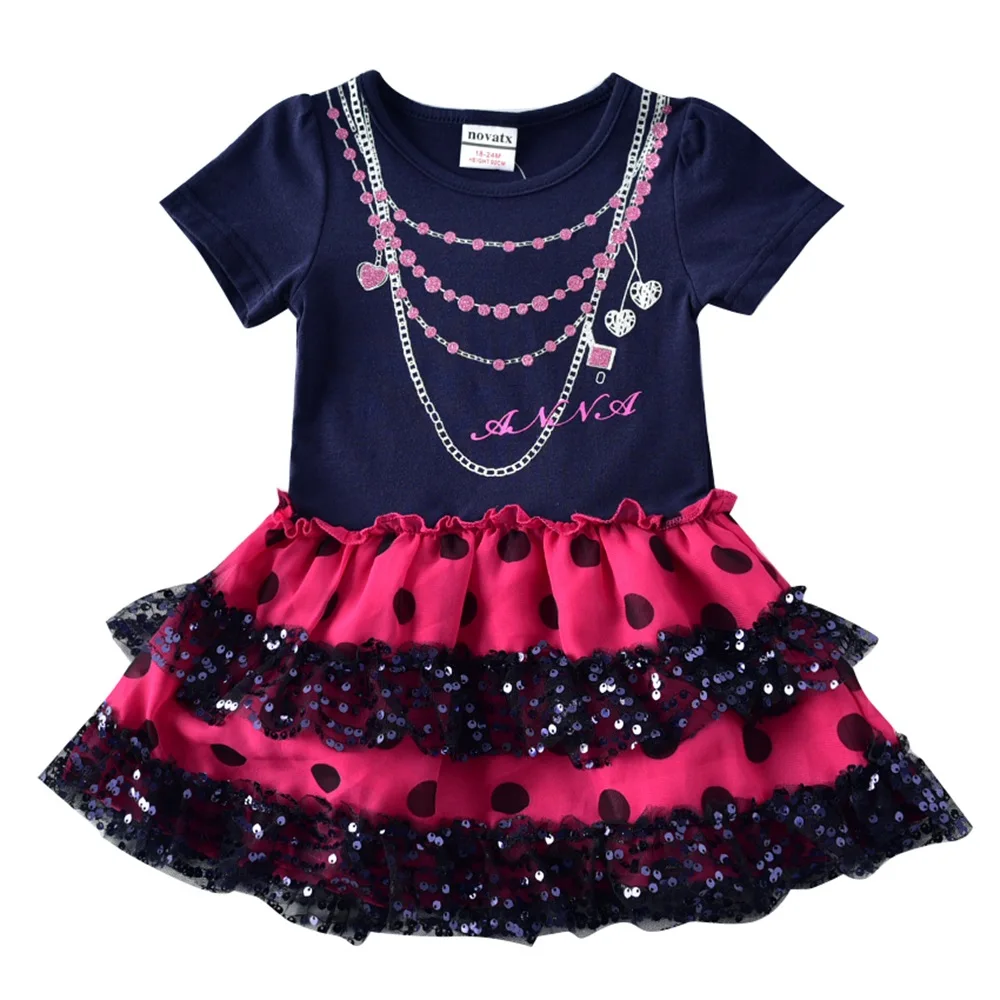 

2019 Summer Kids Dress for Girls Tutu Girls Dress Cotton Striped Floral Short Sleeve Toddler Girl Dress Princess Cartoon Costume