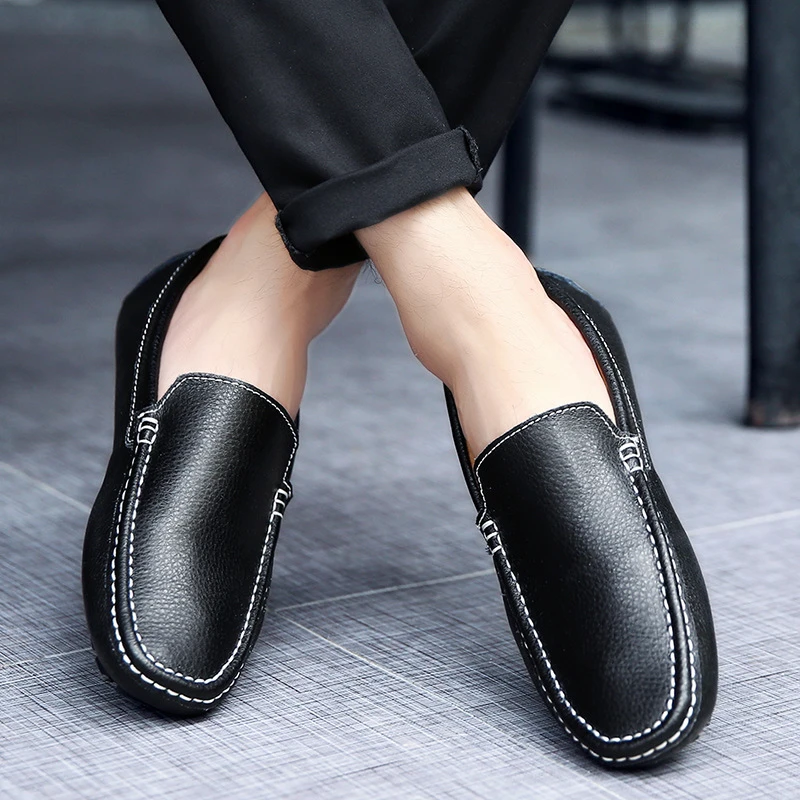 Couro laranja Formal Mocassim Casuais Negócio Outono Preto azul Sapatos azul Sexo Baixos Homens Masculino Mocassins De Confortável Do Céu Macia Aa60821 branco Primavera Sola nEAqF