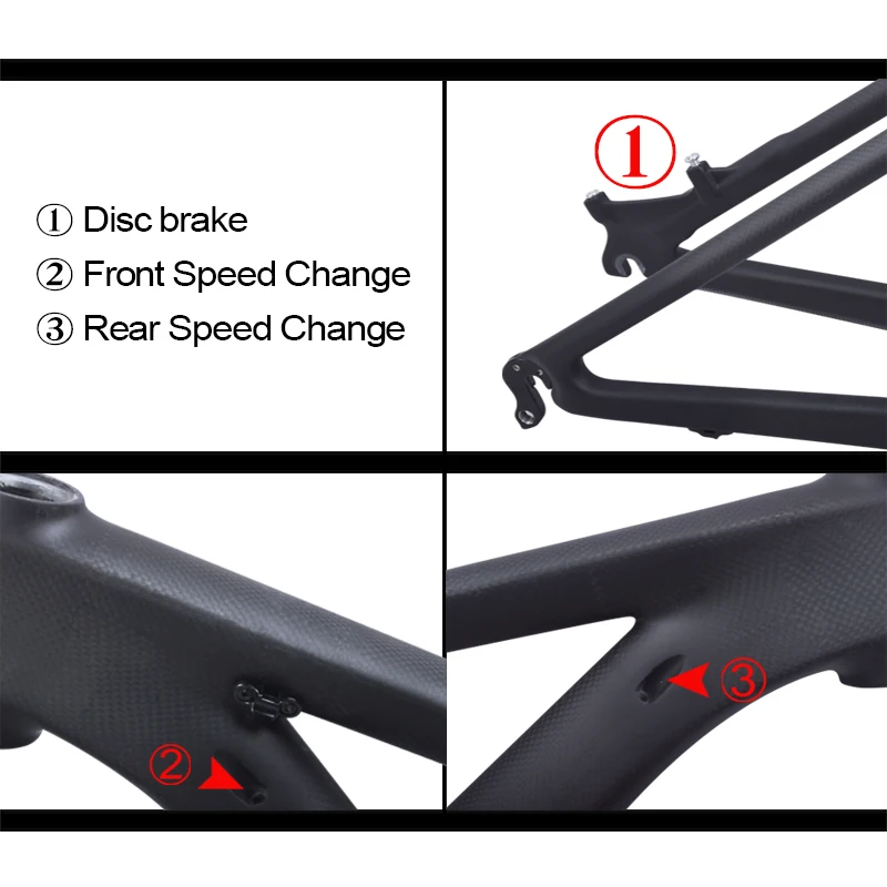 Cheap 2019 BXT 26er MTB frame 16/14inch 3K matte/glossy ultra light children bicycle frame 26 carbon kids frame + headset+clamp+BB92 3