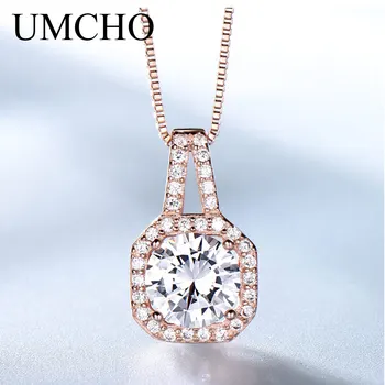 

UMCHO Solid 925 Sterling Silver Pendants Necklaces For Women Elegant Fashion Wedding Anniversary Rose Gold Color Fine Jewelry