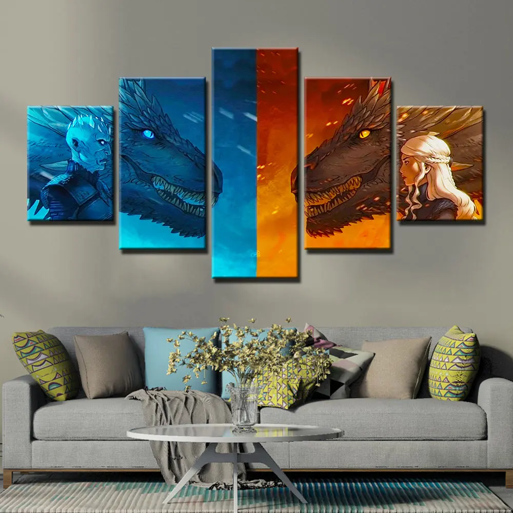 

Home Decor 5 pieces Game Of Thrones poster canvas paintings canvas Art wall pictures for living room posters and prints artwork