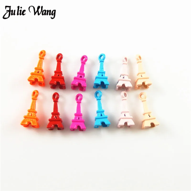 

30pcs 7*17mm Necklace Pendant Eiffel Tower For charm bracelet blue Pink Fashion Jewelry Making DIY Handmade necklace women Gift