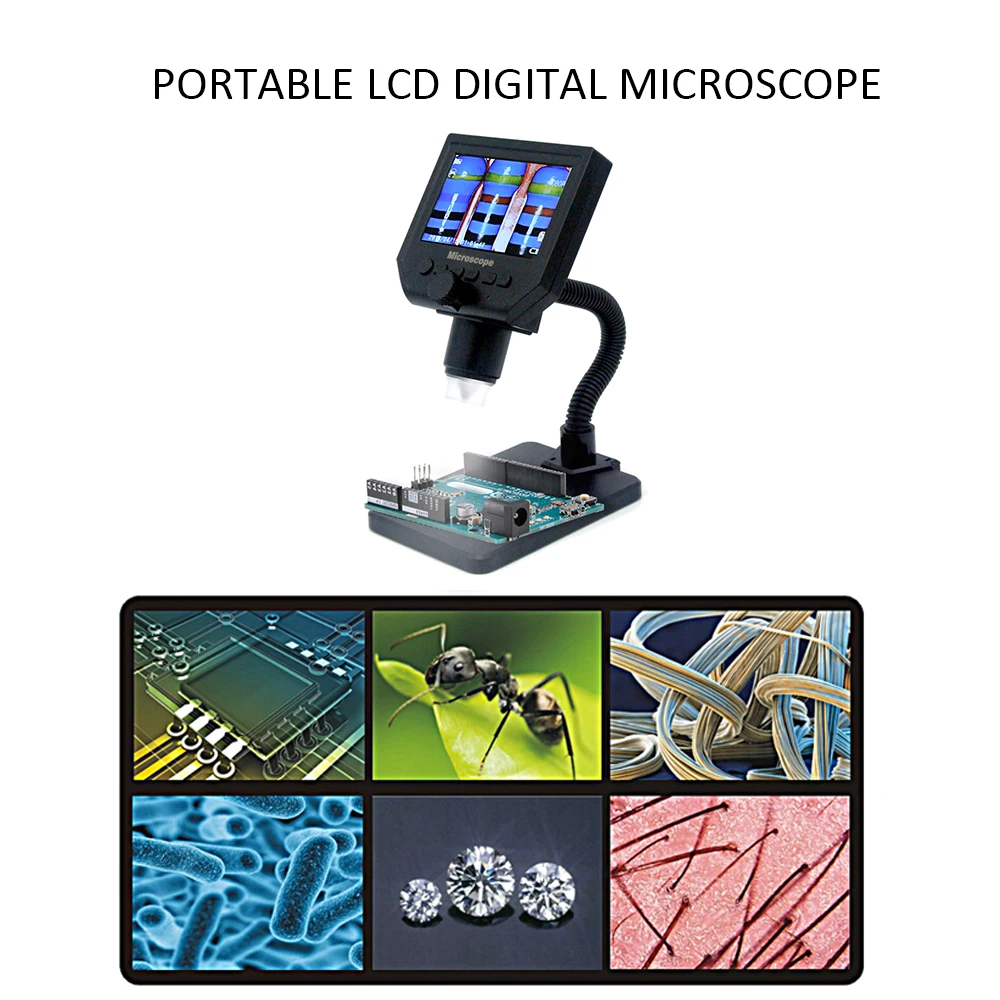 

G600 600X HD 3.6MP 8 LEDs Portable LCD Digital Microscope 4.3" Electronic HD Video Microscopes Endoscope Magnifier Camera USplug