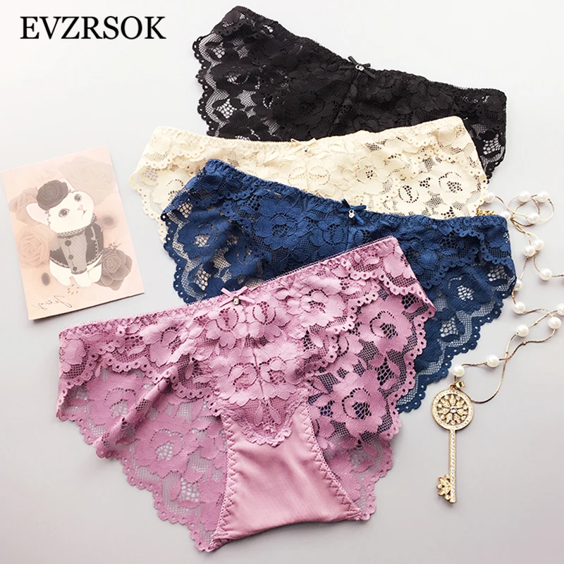 

New Embroidery Panty Lace Underwear XL L M S Comfortable Black Sexy Panties Women Lingerie Purple Transparent Briefs Breathable