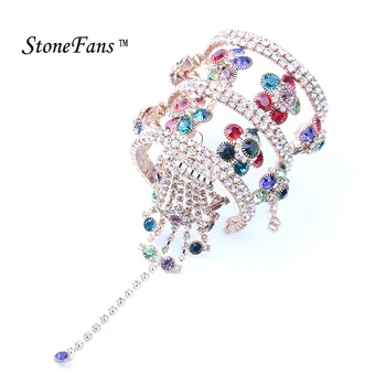 

Colorful Armband Crystal Armbanden Bangles Voor Vrouwen R Bohemia Style Flower Wedding Full Rhinestone Jewelry For Women Jewelry